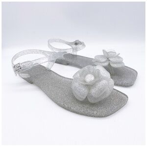 NWB Play by Jeffrey Campbell Fleurisse Clear Glitter Sandals Size 8